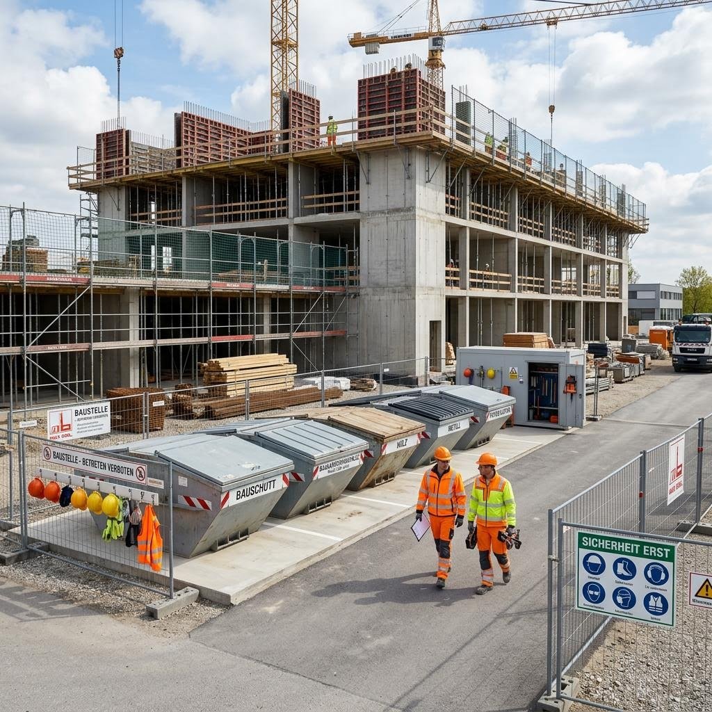 Bauschutt Entsorgung Berlin – Container wird mit Schutt befüllt